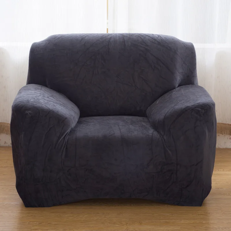 Плюшевый серый Эластичный чехол для дивана плотная накидка все включено