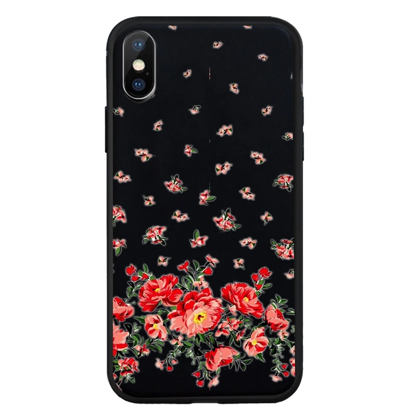 Для iphone 6 6s 6Plus 7 8plus чехол для X XR XS MAX Fundas Ретро цветок мягкий черный силиконовый Z620 |
