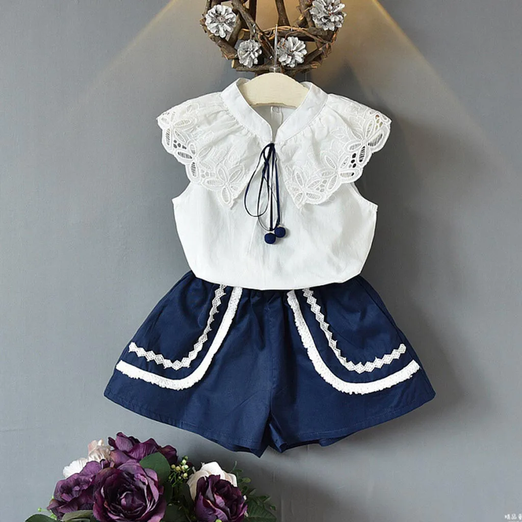 Милая детская одежда для маленьких девочек кружевная рубашка без рукавов с