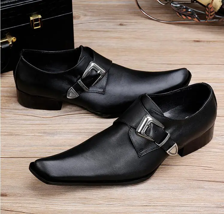 Мужская обувь с острым носком из натуральной кожи Повседневная однотонная