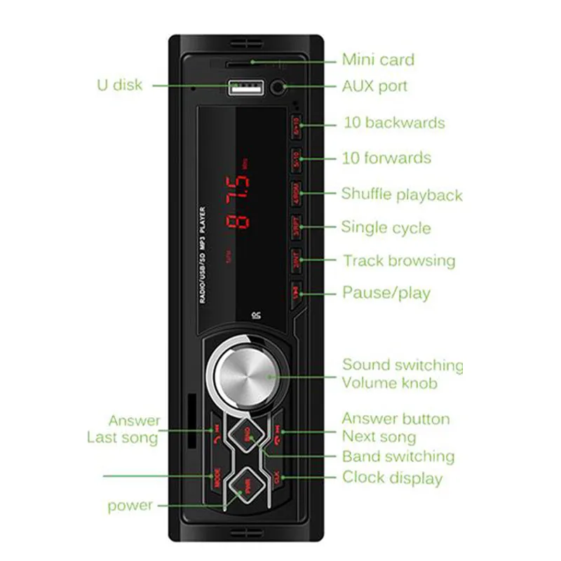 1 Din автомагнитола Авто Аудио Стерео 12 В Поддержка FM Aux в приемник USB MP3 радио плеер без Bluetooth с пультом дистанционного управления