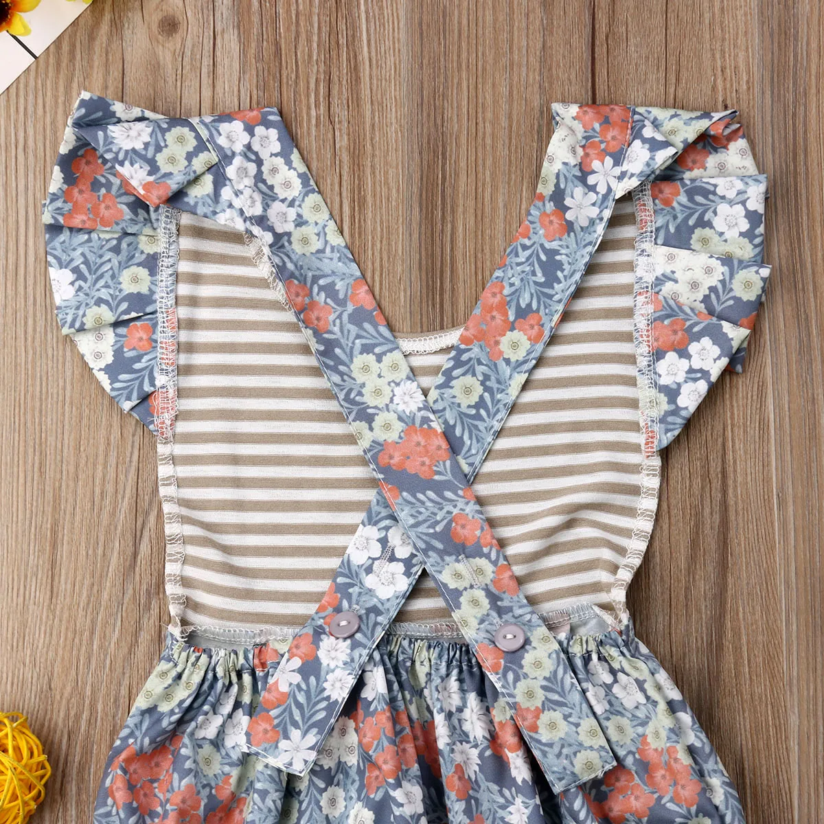 Боди с оборками на рукавах и цветочным рисунком для новорожденных девочек Летний