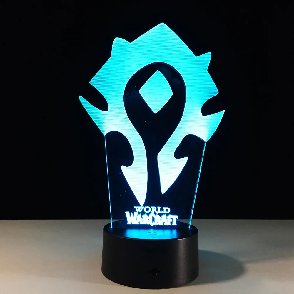 3D Иллюзия WOW World of Warcraft LED Настольная лампа светильник 7 Цвет ночной Светильник