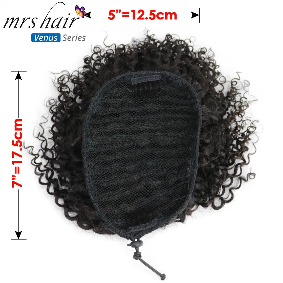natural black MRSHAIR афро кудрявые конские хвосты 4b 4c Puff Coily для черных женщин remy волосы грубые монгольские волосы на заколках шнурок конские хвосты - Цвет: natural black