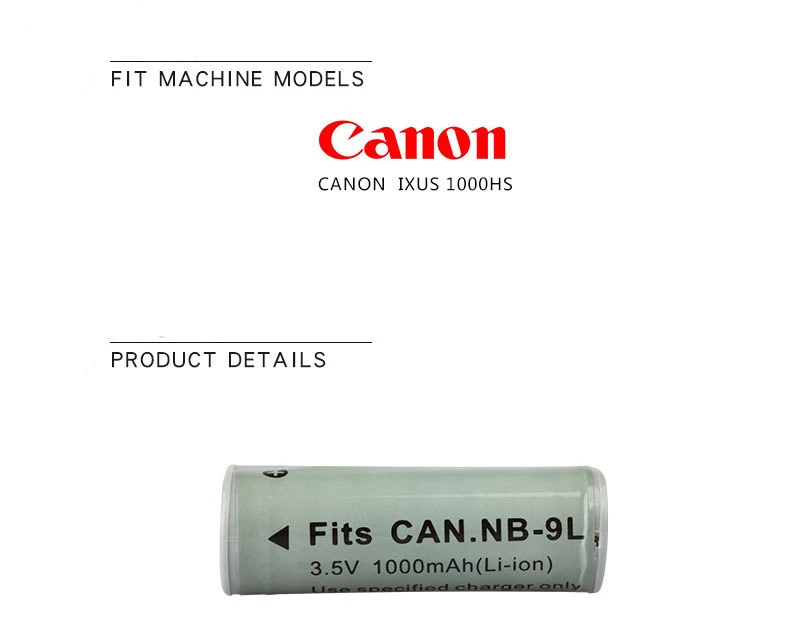 Dinto 1000mAh NB-9L NB9L Rechargeable Camera Battery for Canon IXUS 1000 1100 PowerShot N SD4500 IS ELPH 510 520 530 HS NB 9L