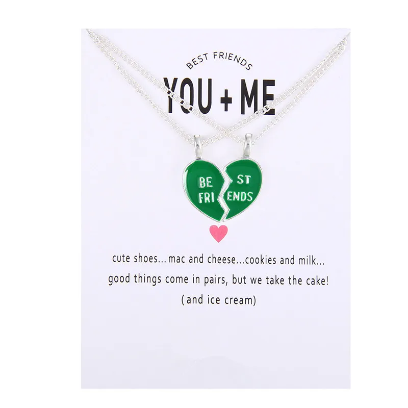 

10pcs New Arrived glaze Friendship Broken Heart Best Friend You And Me Alloy Clavicle Pendant Necklace Jewelry