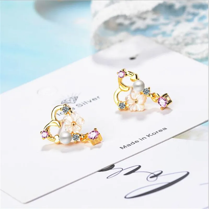 Корейские милые маленькие серьги LULU PIG из серебра 925 пробы в форме сердца с