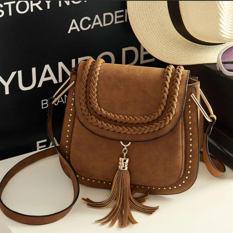 Сумка седло MIWIND TBB656 винтажная женская сумка мессенджер с кисточками|bag with tassels|bags