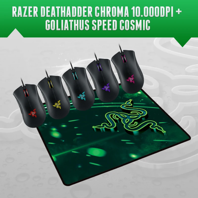 Игровая мышь Razer Deathadder Chroma 10000 точек/дюйм + коврик для мыши Goliathus Speed Cosmic Edition 270 мм x
