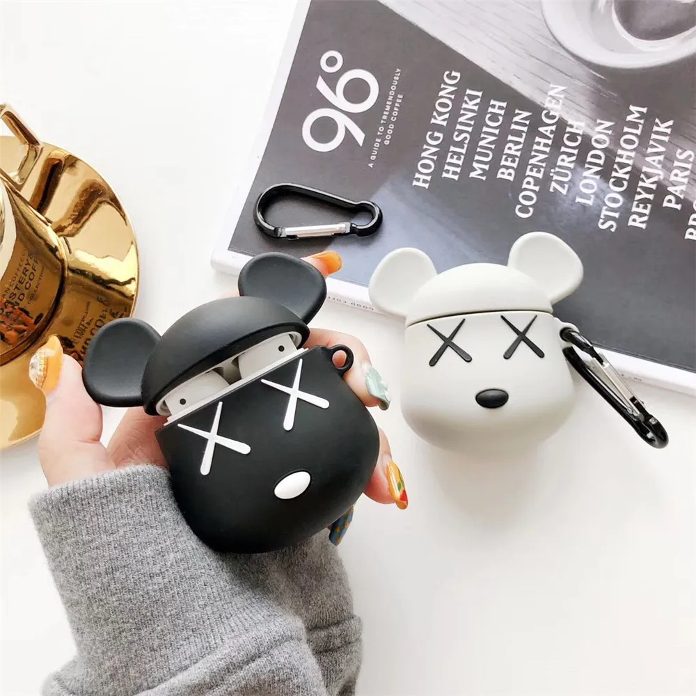 Чехол для наушников с мультяшным медведем защитный чехол Airpods 2 s милым рисунком