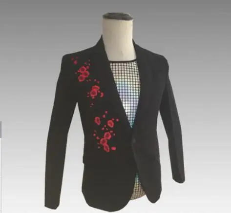 

Steampunk Men's flower Design embroidered Coat Special Embroidered Long Sleeve Jacket V-NECK