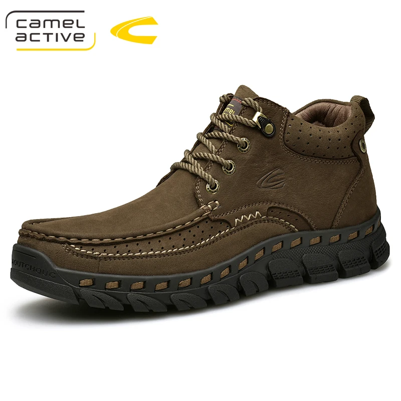 Мужские зимние ботинки из 100% натуральной кожи Camel Active коричневые очень теплые