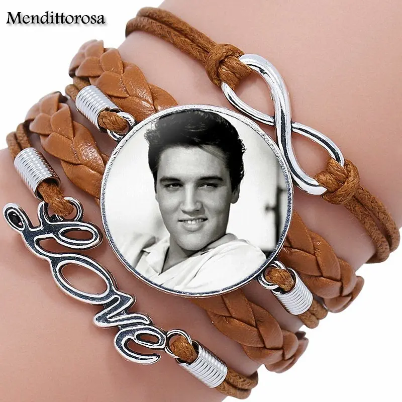 Многослойный кожаный браслет Elvis Presley для женщин и девушек Ювелирное Украшение со