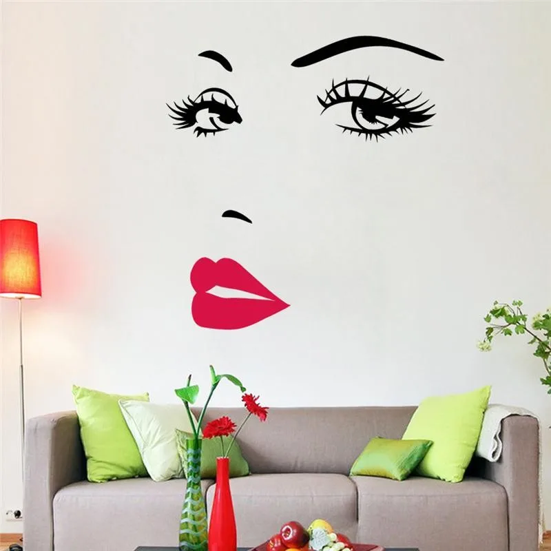 

sexy girl lip eyes wall stickers living bedroom decoration vinyl adesivo de paredes home decals mual art poster home decor A-101