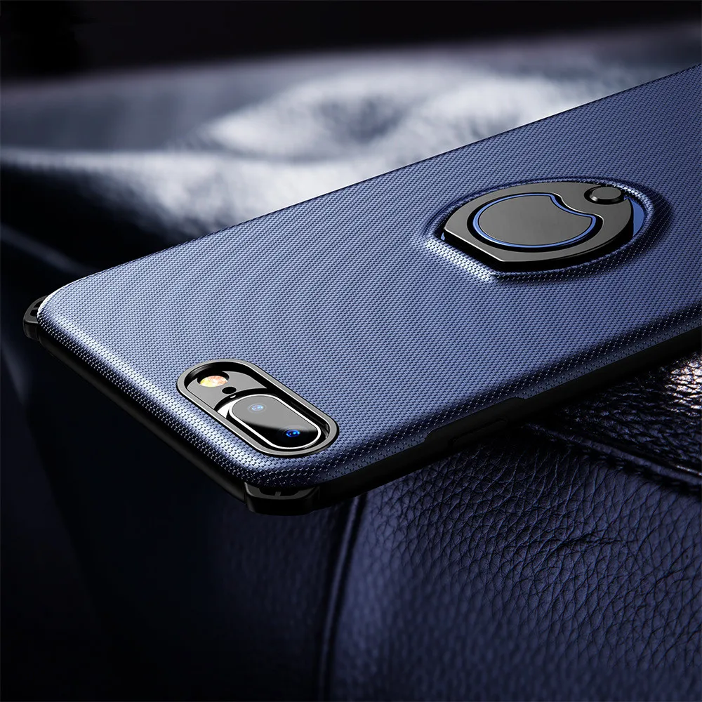 Fashion iPhone Case with Finger Ring and Kickstand Support Car Holder Anti Fingerpoint for 6 6s plus 7 8 X |
