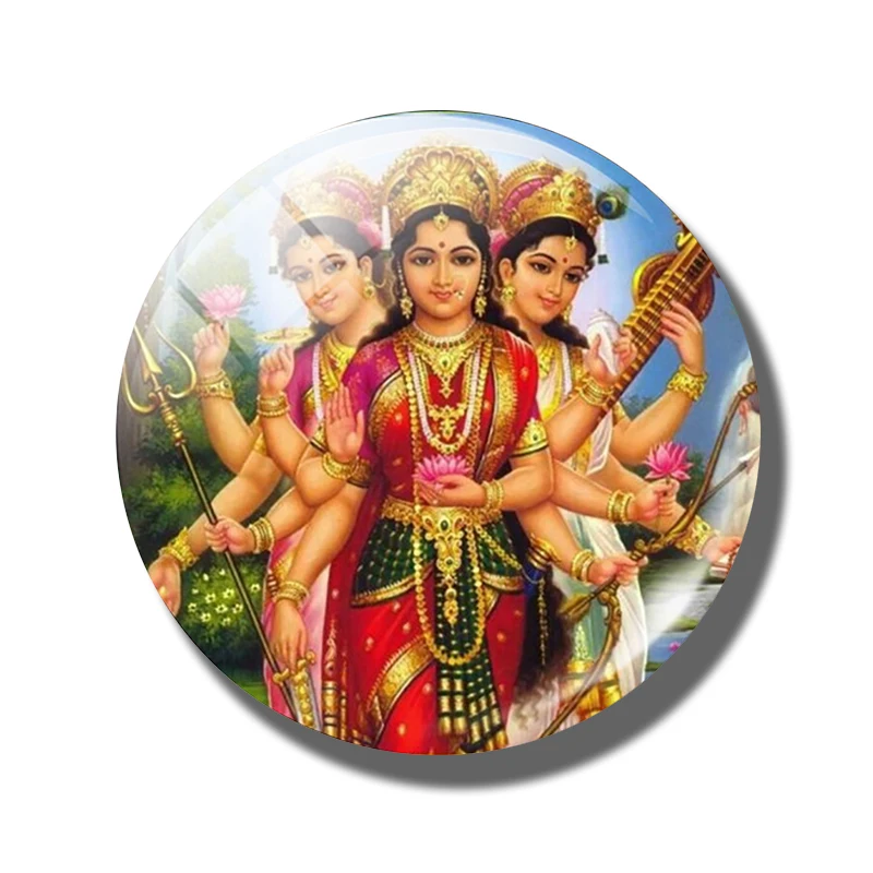 Lakshmi золото 30 мм магнит на холодильник Шива амулет Индия богиня богатства стекло купол магнитные наклейки на холодильник украшение дома - Цвет: PACK OF 1