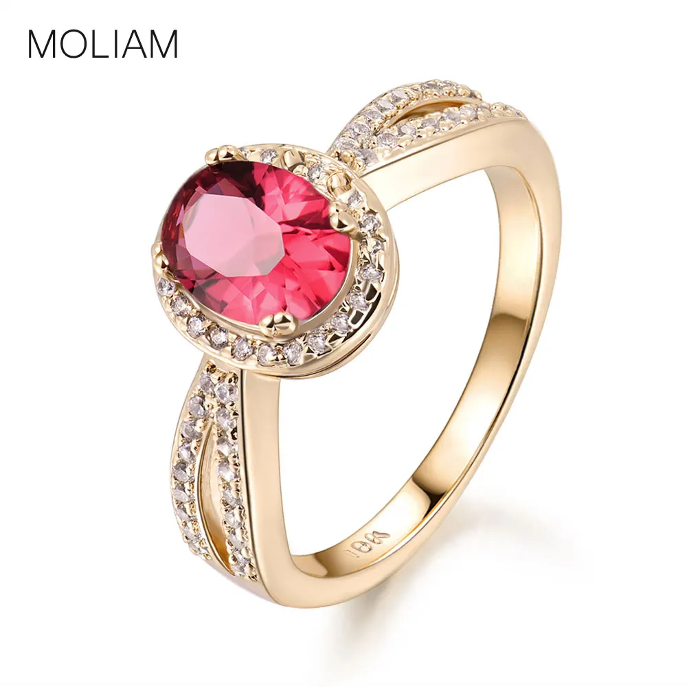 Женские кольца MOLIAM кольцо средней длины с красным кристаллом из фианита