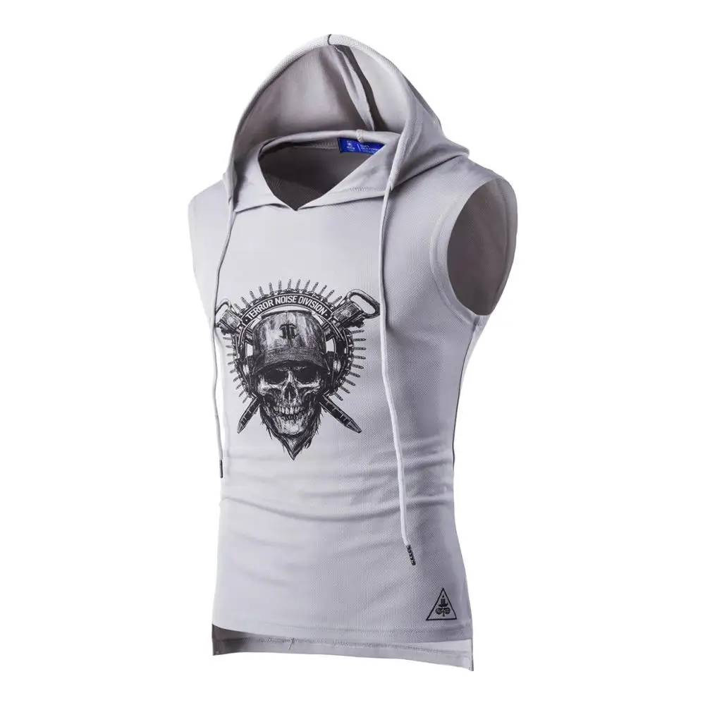 Мужская толстовка с черепом спортивная одежда капюшоном для бодибилдинга майка