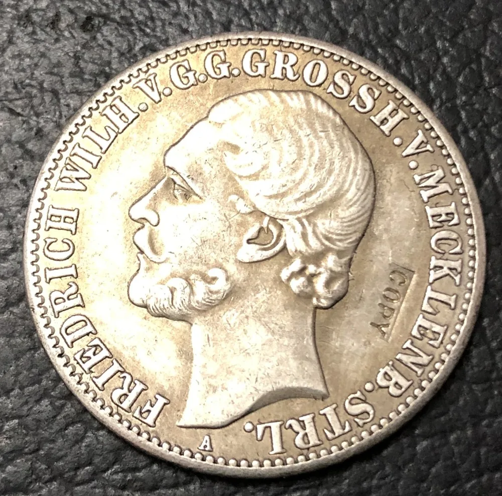 1870 Германия Великое герцогство Мекленбург-стрелиц 1 Thaler Посеребренная копия