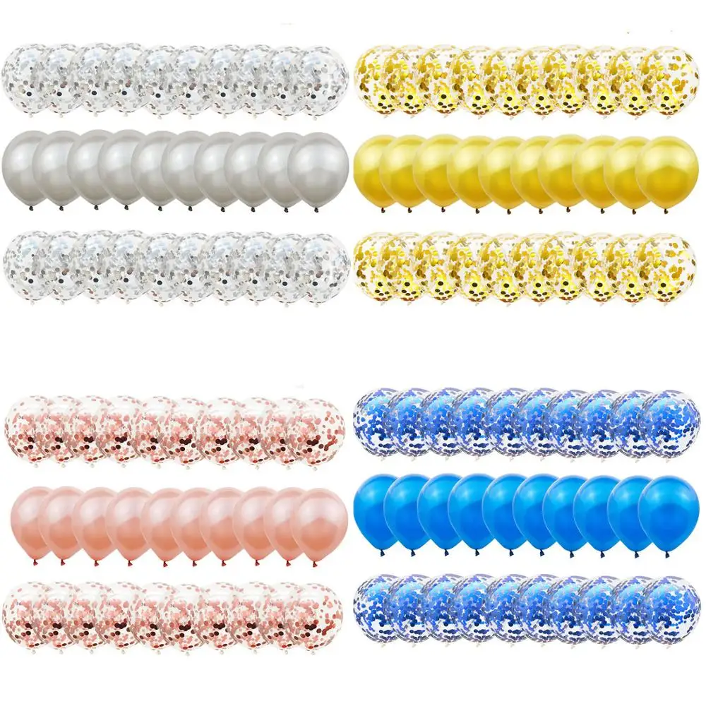 Набор из 20 штук шаров розового золота с конфетти для декорации на день рождения, годовщину свадьбы или подарка гостям.