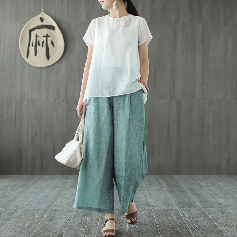 Летние штаны Для женщин модные Свободные повседневные брюки новая кнопка карман