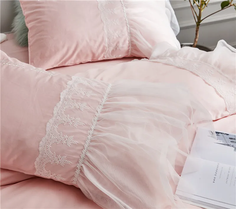 Dream Princess розовый светло-голубой комплект постельного белья белая кружевная