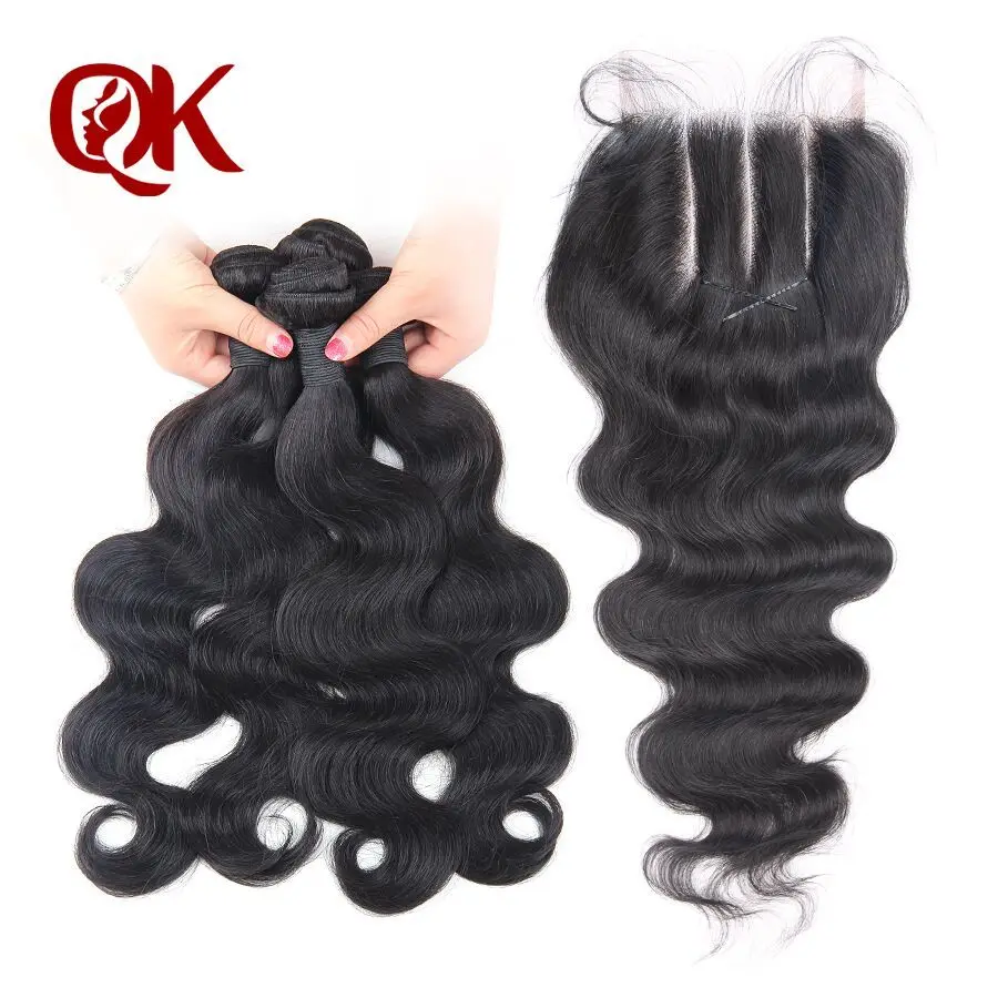 QueenKing волосы бразильские волнистые Волосы remy 4 пряди с 5X5 3 Часть Кружева