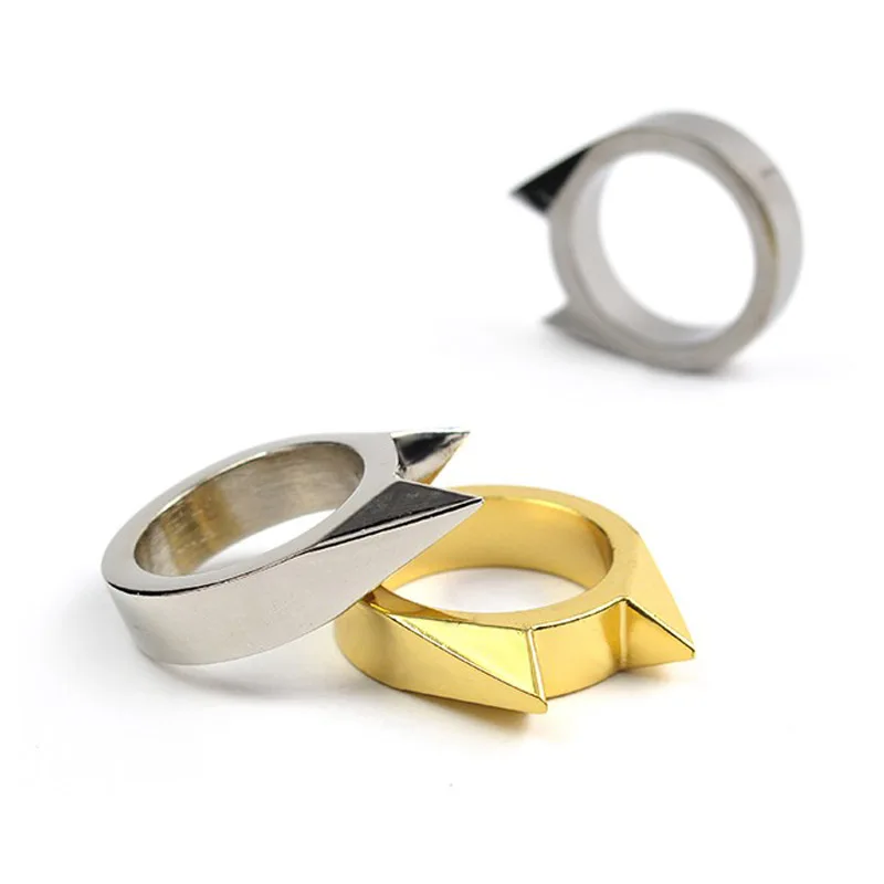 3X Women Lady Self Defense Finger Ring Safety Survival Tool Pendant Multifunction Outdoor Jewelry Stainless Steel Silver Black |