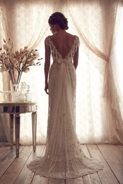Luxury Beaded Romantic Lace Wedding Dresses Sweetheart Sexy Backless Bridal Gowns Fashion 2015 Vestido De Noiva Vintage HL479 | Свадьбы и