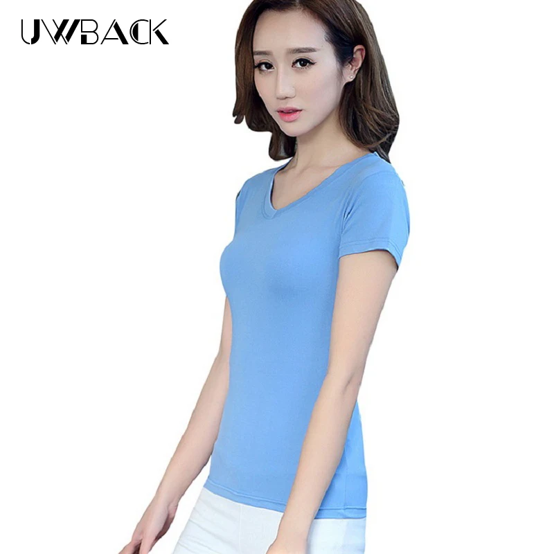 Высококачественная футболка Uwback женские хлопковые базовые футболки 4 цвета