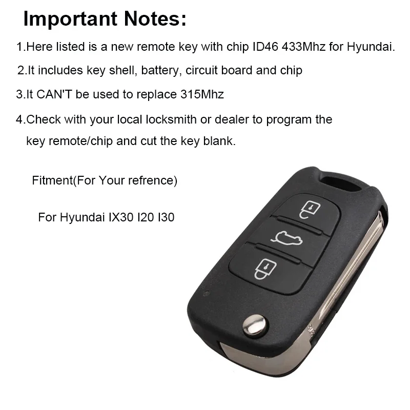 QWMEND 433 МГц Флип Полный дистанционный брелок DIY для Hyundai IX30 I20 I30 2008 2009 2010 2011 2012 ключи