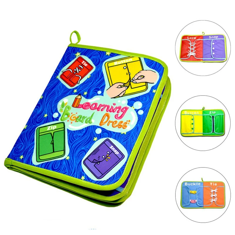 

Learn To Dress Boards Quiet Book Early Learning Basic Life Skills Toys Zip Snap Button Buckle Lace & Tie