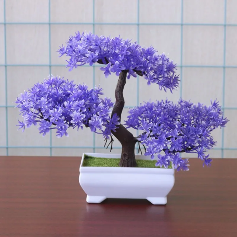 Светло-розовый Fake Artificial Plants Bonsai Potted Plant Mini Simulation Pine Tree Home Decor - Цвет: Светло-розовый