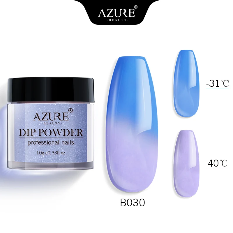 Azure beauty термо меняющий цвет погружающийся порошок для ногтей Блестящий Dip порошок изменение температуры 6 цветов порошок для ногтей натуральный сухой - Цвет: B030