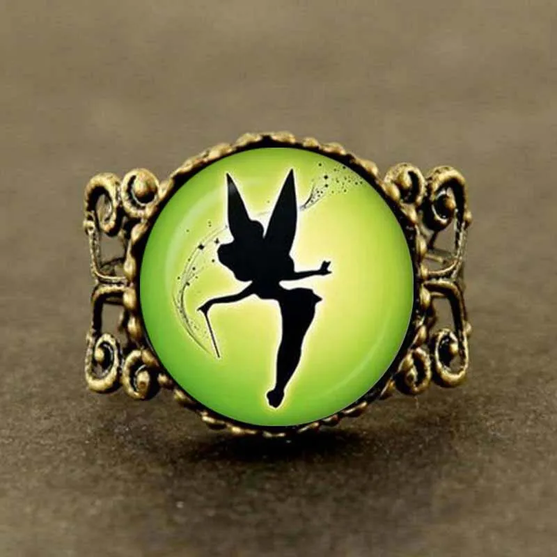 

FAIRY ANGEL Tinker bell Ring Steampunk steel chain vintage women Jewelry