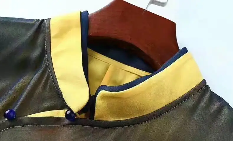 Летнее платье Вышивка Птицы шелк oraganza Чонсам с коротким рукавом воротник леди плюс размер элегантные модные платья для девочек