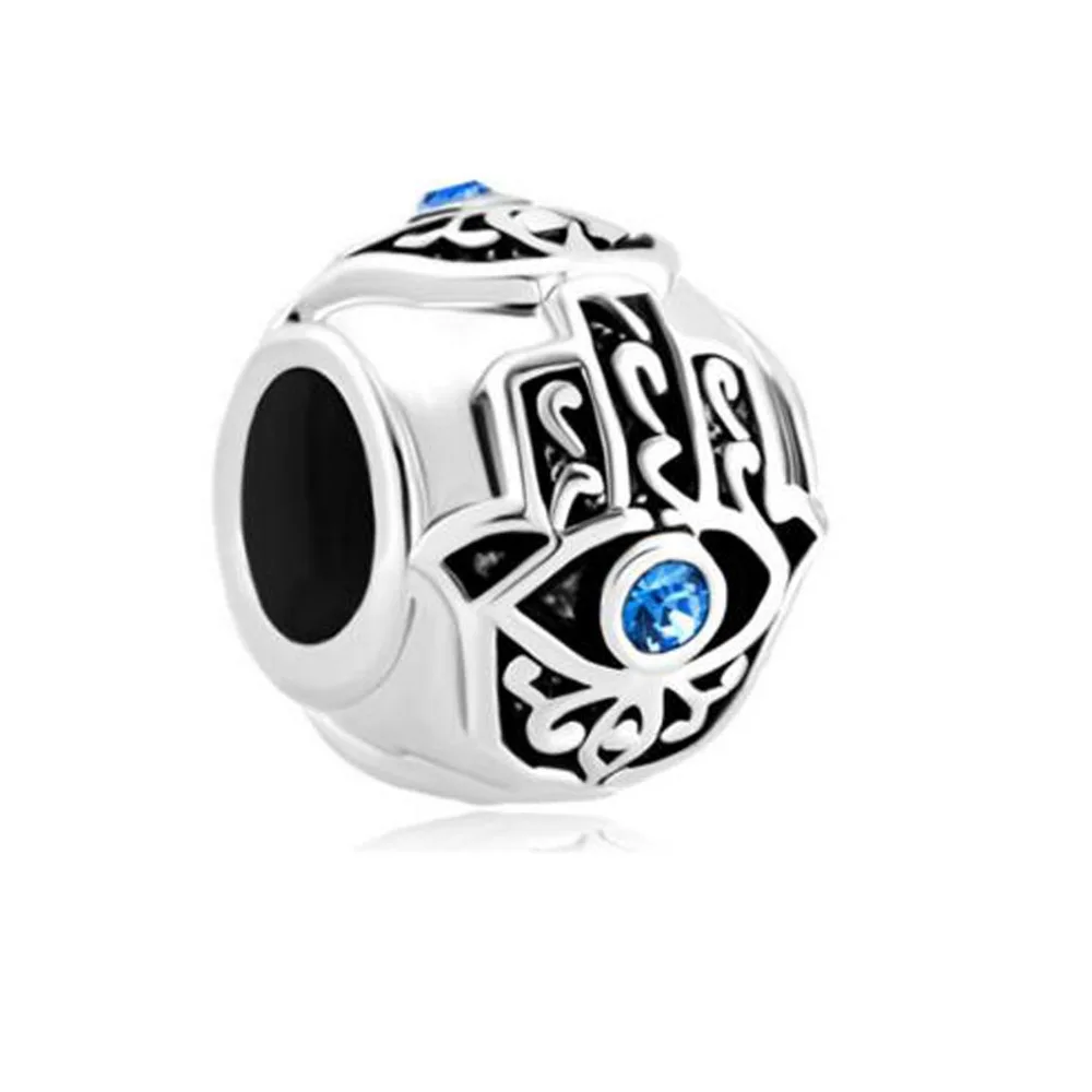 Бесплатная доставка браслет Pandora с синим кристаллом сглаза для рождения|bracelet heart
