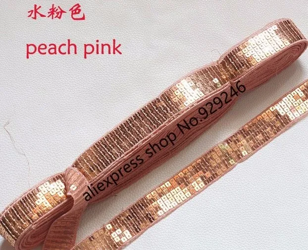 peach pink 16 ярдов/партия 5 строк квадратная лента с блестками кружева для танцевального костюма украшения серые Блестки для сценические наряды Аксессуары для платья - Цвет: peach pink