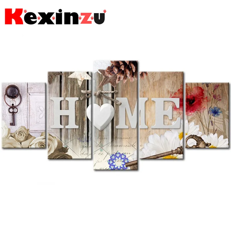 5 шт. полный квадратный/круглый дрель 5D DIY Алмазная картина вышивка крестиком "цветок дома" мульти-картина Сочетание вышивка декор дома 4