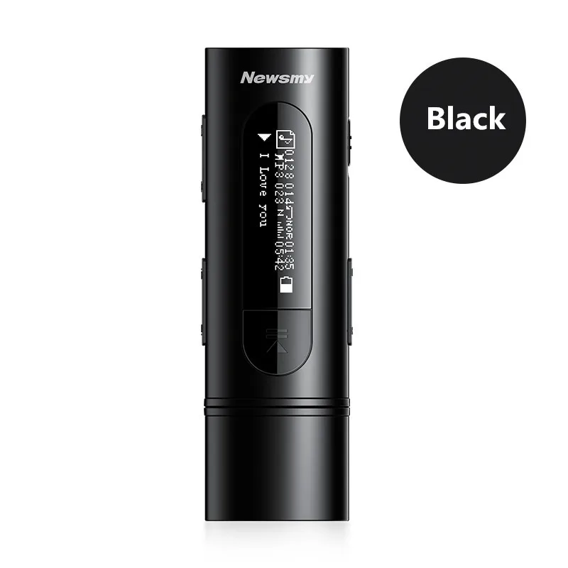 Yescool B55 8 Гб без потерь портативный спортивный музыкальный MP3 плеер Голосовая активация Диктофон FM радио Воспроизведение памяти Поддержка TF карты - Цвет: Черный