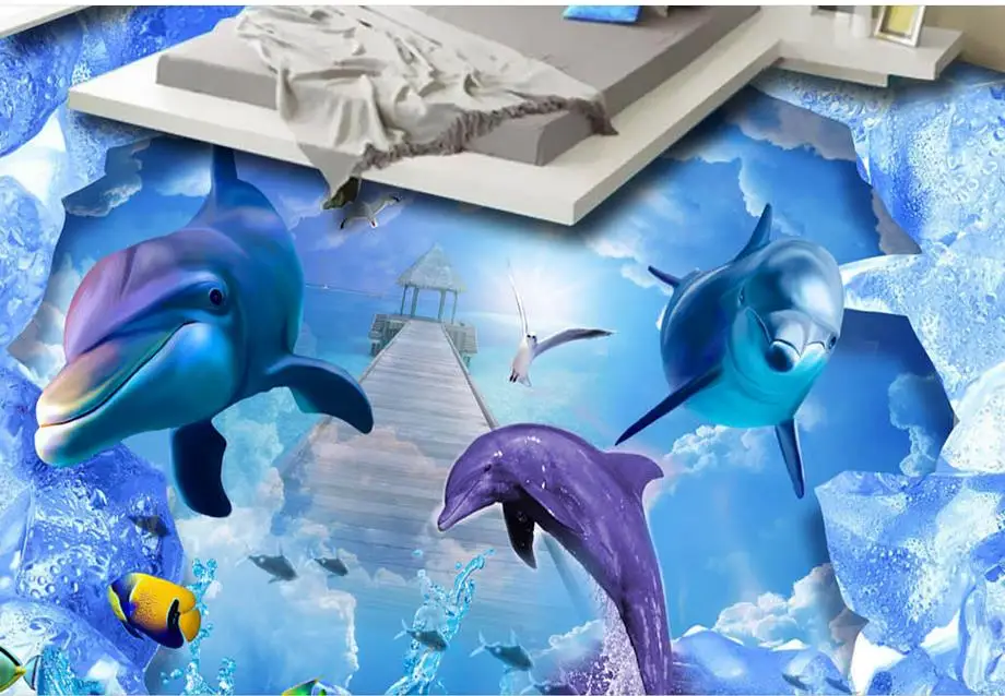 

Пользовательский 3d напольный художественный ледяной морской мир обои фрески 3d напольная плитка фото настенная Фреска самоклеящееся напол...