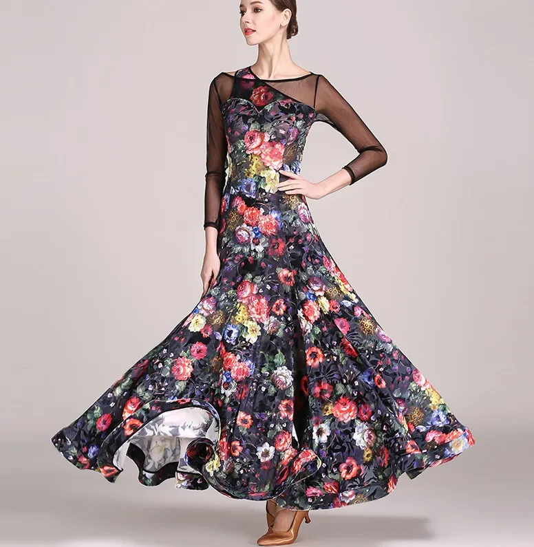 adult Ballroom dance dresses ballroom dancing girls waltz dress green black S9031 | Тематическая одежда и униформа