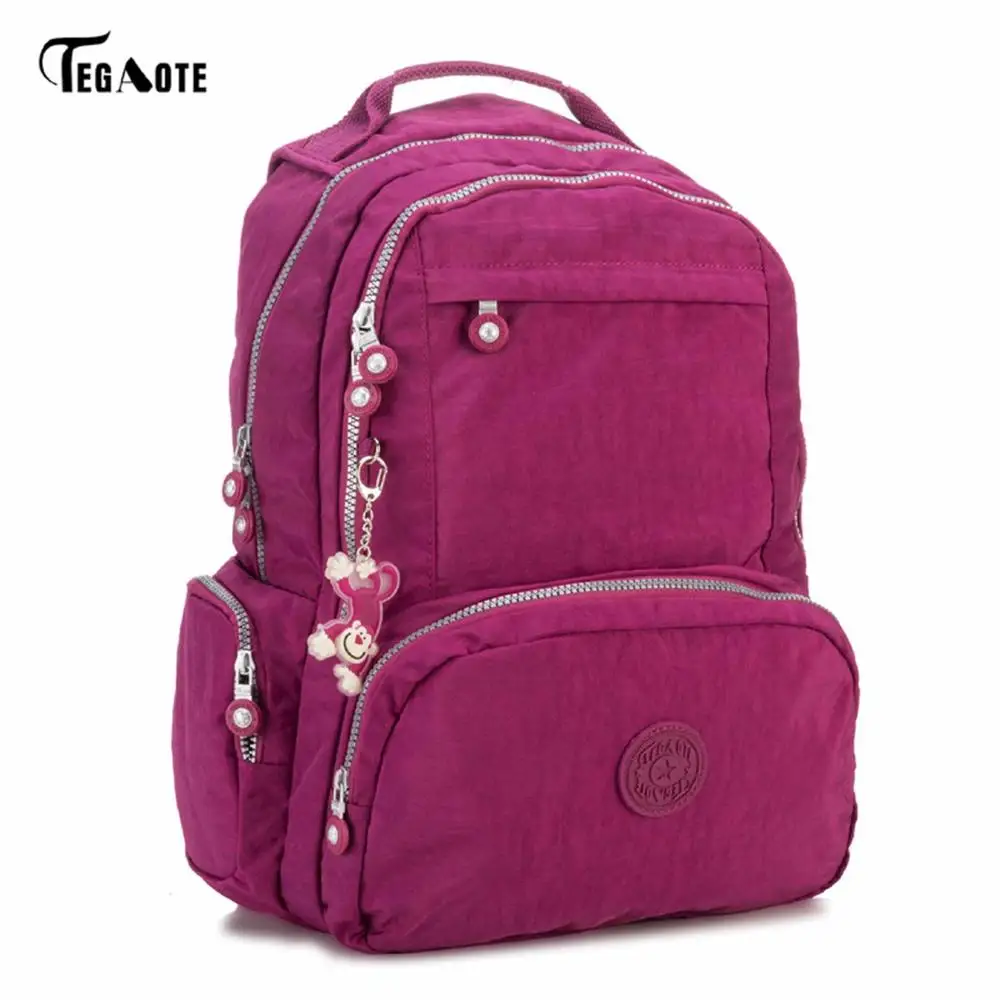 Purple red TEGAOTE Мужской нейлоновый рюкзак для колледжа, студентов, школы, рюкзак для подростков, винтажный Рюкзак Mochila, повседневный рюкзак, дорожная сумка - Цвет: Purple red