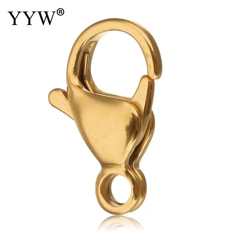 200pcs Stainless Steel Lobster Clasps Claw Jewelry Fastener Hook Charms Gold Color Plated Jewelry Accessories 6.5/7/9/9.5/mm