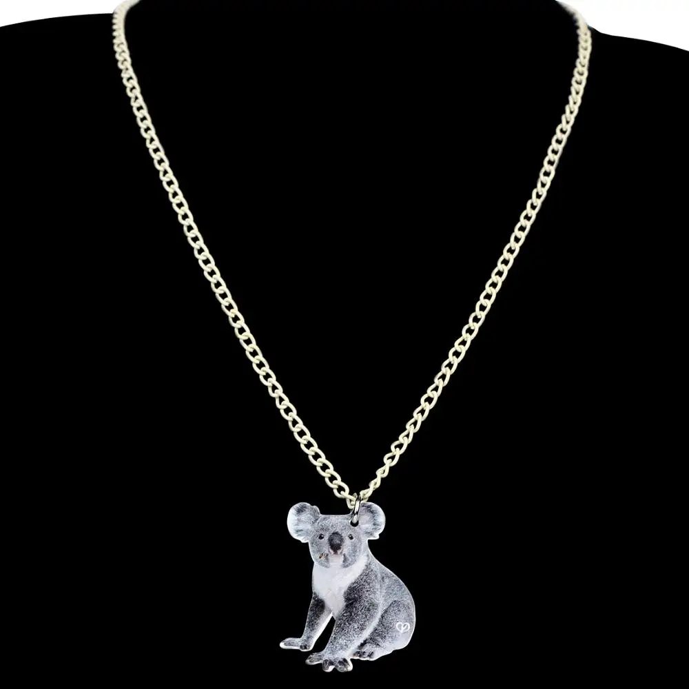 Женское акриловое ожерелье коала WEVENI серое с подвеской в виде животного вечерние
