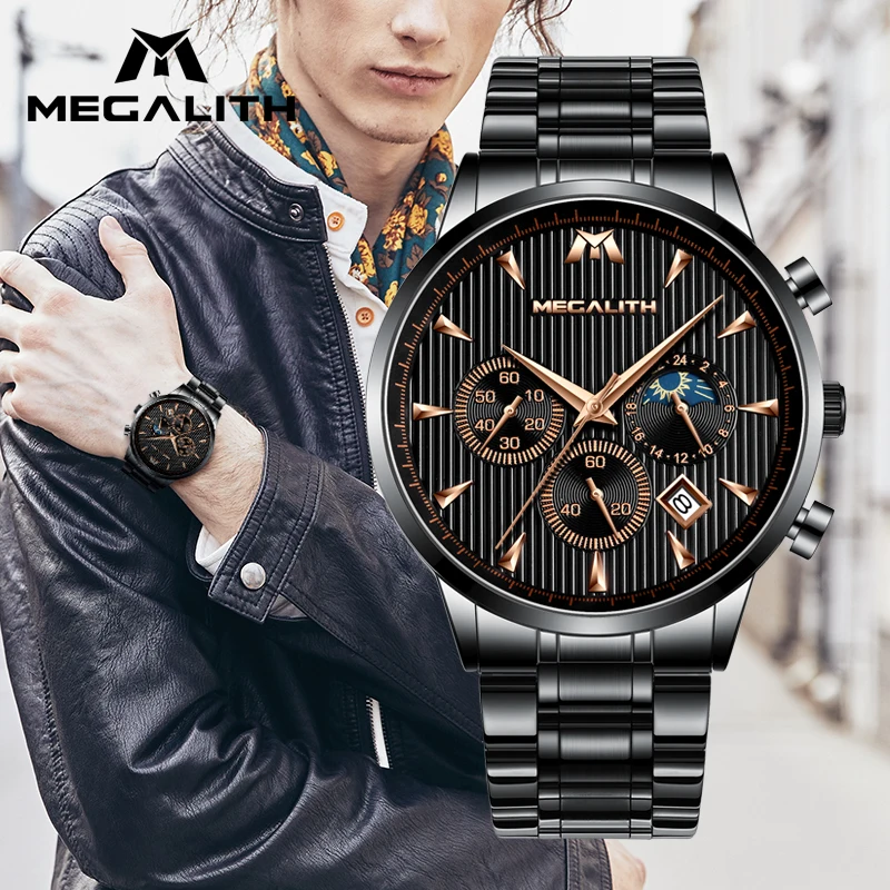 MEGALITH 2018 новые мужские часы Топ бренд класса люкс спортивные водонепроницаемые