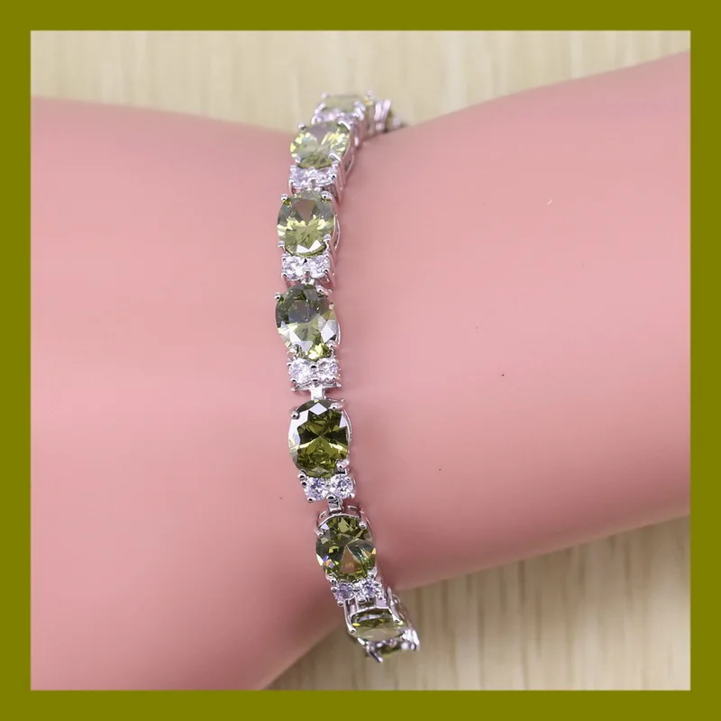 Зеленые ювелирные изделия из перидота браслет для женщин Сказочный Кристалл