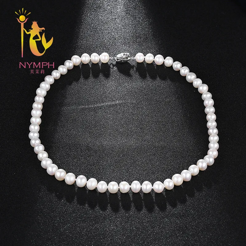 [NYMPH] ожерелье из пресноводного жемчуга ювелирное изделие натурального белого 8-9