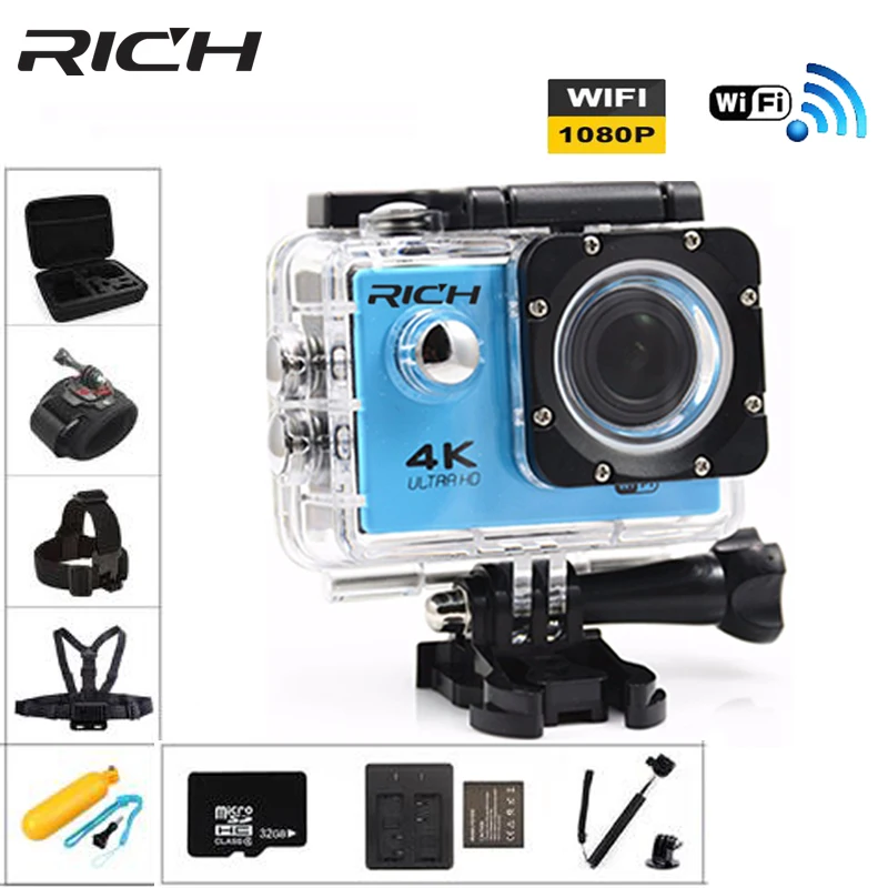 RICH F7 Pro Водонепроницаемая спортивная камера с WiFi HD 170D 2.0 экран камера Go 30M Водонепроницаемая подводная камера Спортивная мини-камера Герой 4 стиля.