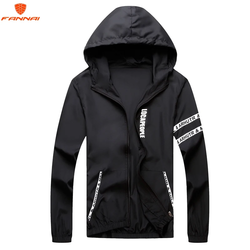 2018 Spring New Men's Fashion Jacket Windbreaker Thin Hooded Solid Casual Large Size Design | Мужская одежда